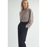 FUN2FUN - SATIN MOCK NECK BLOUSE