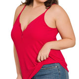 RIBBED HALF SNAP BUTTON CLOSURE CAMI (Plus Only, Various colors)