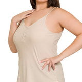 RIBBED HALF SNAP BUTTON CLOSURE CAMI (Plus Only, Various colors)