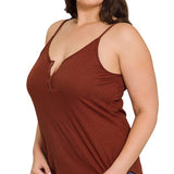RIBBED HALF SNAP BUTTON CLOSURE CAMI (Plus Only, Various colors)