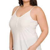 RIBBED HALF SNAP BUTTON CLOSURE CAMI (Plus Only, Various colors)