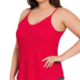 RIBBED HALF SNAP BUTTON CLOSURE CAMI (Plus Only, Various colors)