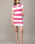 FATE - STRIPE POLO COLLAR SHORT SLV SWEATER DRESS