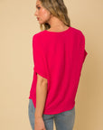 Short Sleeve V Neck Top, Various Colors- Gilli