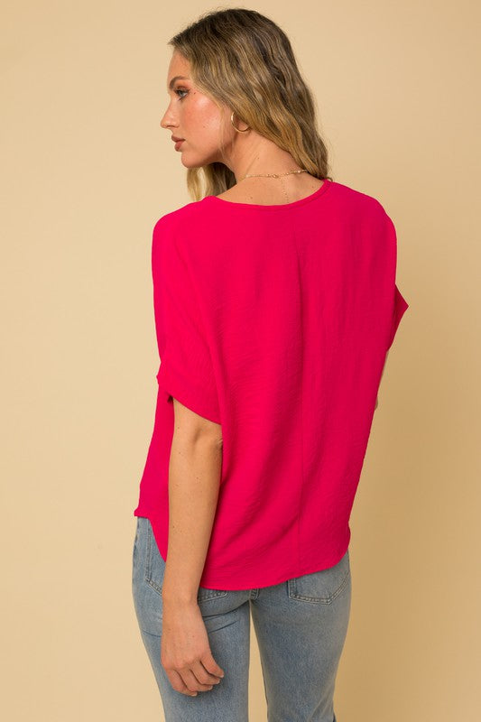 Short Sleeve V Neck Top, Various Colors- Gilli