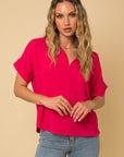 Short Sleeve V Neck Top, Various Colors- Gilli