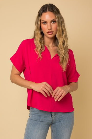 Short Sleeve V Neck Top, Various Colors- Gilli