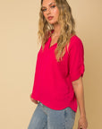 Short Sleeve V Neck Top, Various Colors- Gilli