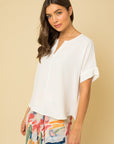 Short Sleeve V Neck Top, Various Colors- Gilli