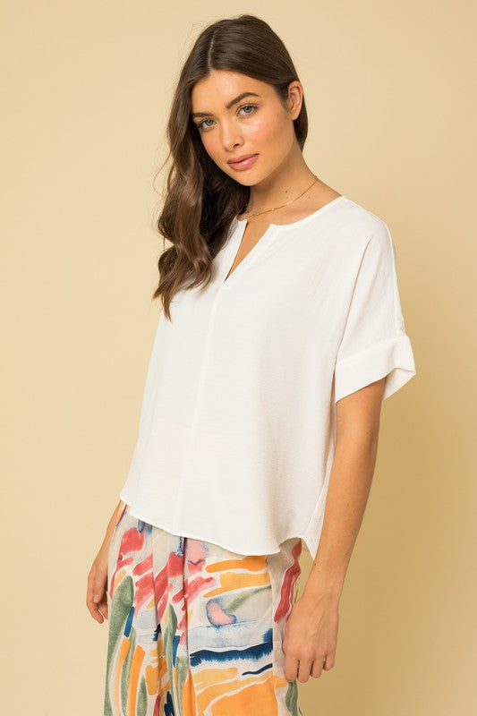 Short Sleeve V Neck Top, Various Colors- Gilli