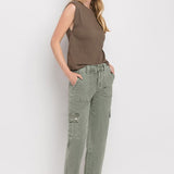 High Rise Cargo Straight Jeans, Vervet