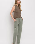 High Rise Cargo Straight Jeans, Vervet