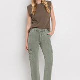 High Rise Cargo Straight Jeans, Vervet