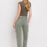 High Rise Cargo Straight Jeans, Vervet