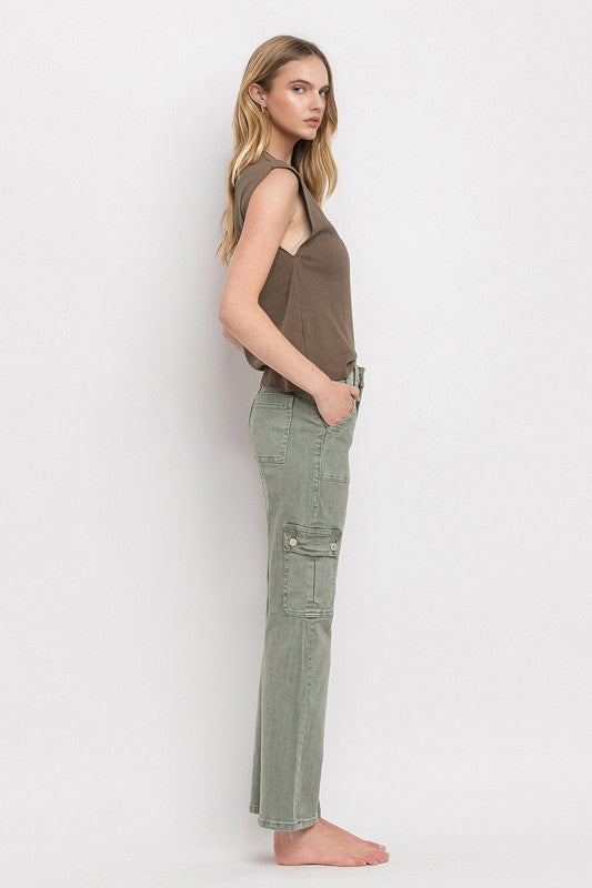 High Rise Cargo Straight Jeans, Vervet