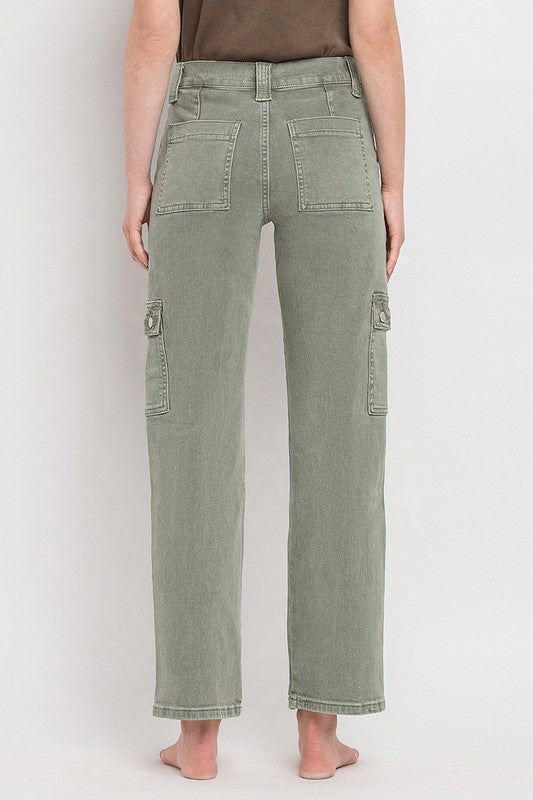 High Rise Cargo Straight Jeans, Vervet