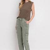 High Rise Cargo Straight Jeans, Vervet