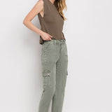 High Rise Cargo Straight Jeans, Vervet