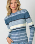 Mystree Color Block Striped Sweater Top