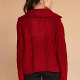 Crescent - Finley Front Zip Chunky Cable Knit Sweater