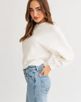 Fuzzy Sweater with Back Ruching (Various Colors), Le Lis