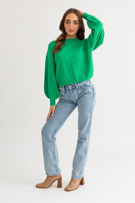 Fuzzy Sweater with Back Ruching (Various Colors), Le Lis