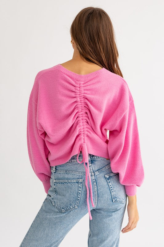 Fuzzy Sweater with Back Ruching (Various Colors), Le Lis