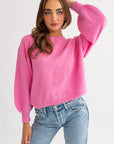 Fuzzy Sweater with Back Ruching (Various Colors), Le Lis