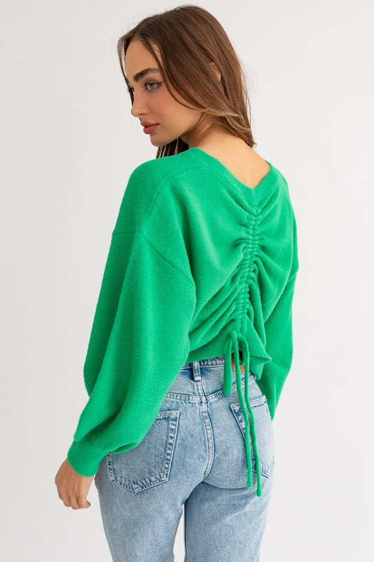 Fuzzy Sweater with Back Ruching (Various Colors), Le Lis