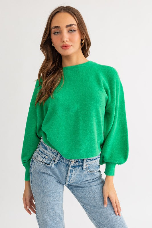 Fuzzy Sweater with Back Ruching (Various Colors), Le Lis