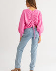 Fuzzy Sweater with Back Ruching (Various Colors), Le Lis