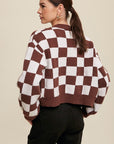 Bold Gingham Sweater Weaved Crop Cardigan, Listicle