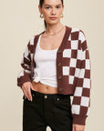 Bold Gingham Sweater Weaved Crop Cardigan, Listicle