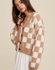 Bold Gingham Sweater Weaved Crop Cardigan, Listicle