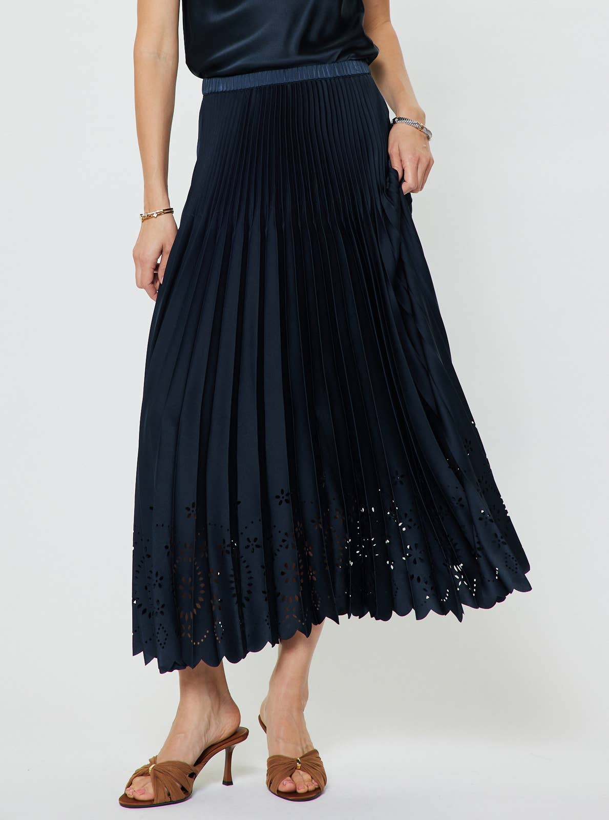 Current Air - Pleated Laser Cut Maxi Skirt
