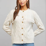 FATE - CABLE KNIT BUTTON CLOSURE CARDIGAN