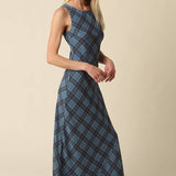 Olivaceous - Carole Plaid Mesh Maxi Dress