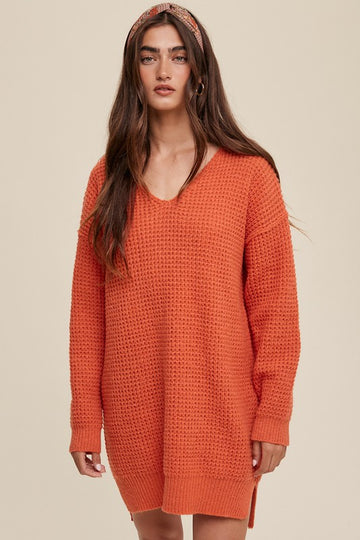 Slouchy V-neck Ribbed Knit Sweater, Listicle (Various Colors)