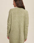 Two Pocket Open-Front Long Knit Cardigan, Listicle