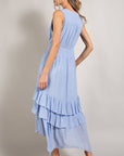 V NECK RUFFLE MAXI DRESS, eesome