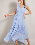 V NECK RUFFLE MAXI DRESS, eesome