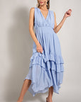 V NECK RUFFLE MAXI DRESS, eesome