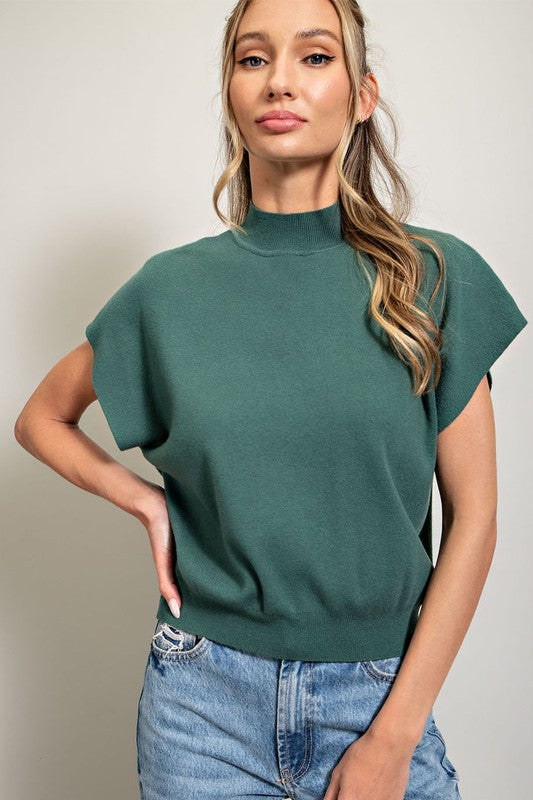 Mock Neck Short Sleeve Top (various colors), eesome