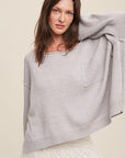 Light Weight Wide Neck Crop Pullover Knit Sweater, Listicle (Various colors)