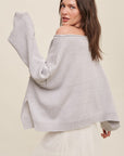 Light Weight Wide Neck Crop Pullover Knit Sweater, Listicle (Various colors)