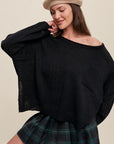 Light Weight Wide Neck Crop Pullover Knit Sweater, Listicle (Various colors)