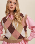 Argyle Cropped Sweater Vest, Listicle