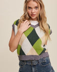 Argyle Cropped Sweater Vest, Listicle