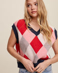 Argyle Cropped Sweater Vest, Listicle