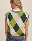 Argyle Cropped Sweater Vest, Listicle